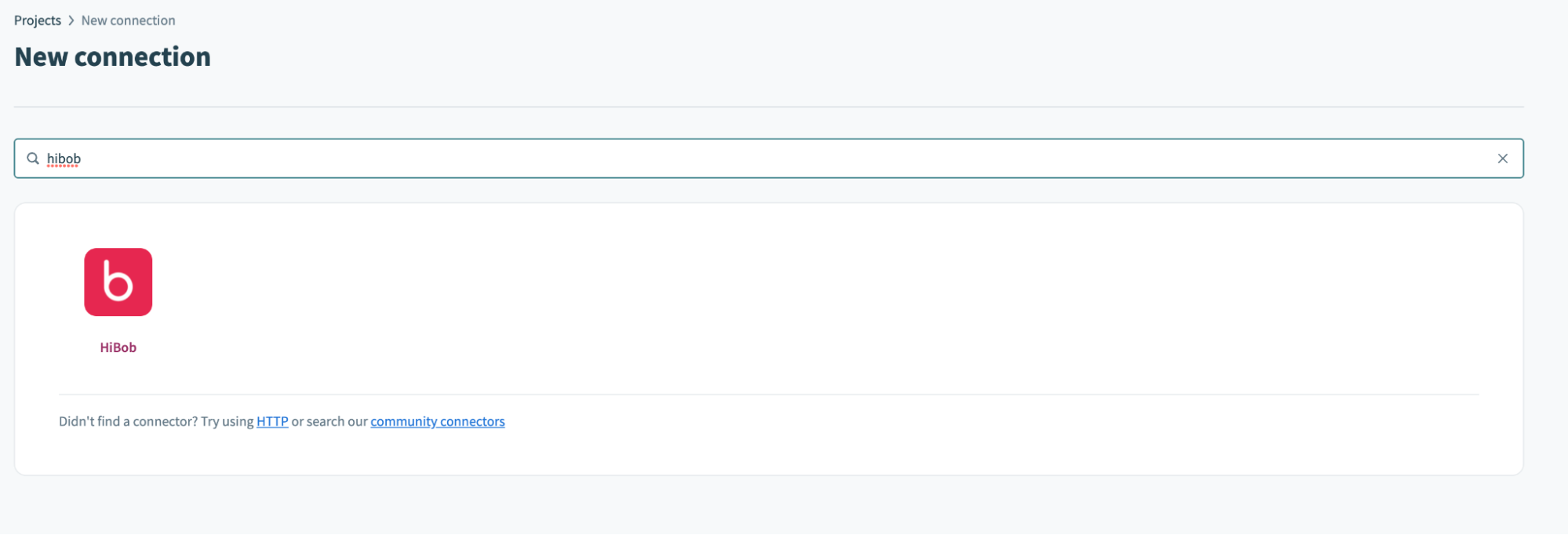 Searching for HiBob and pressing the HiBob connector