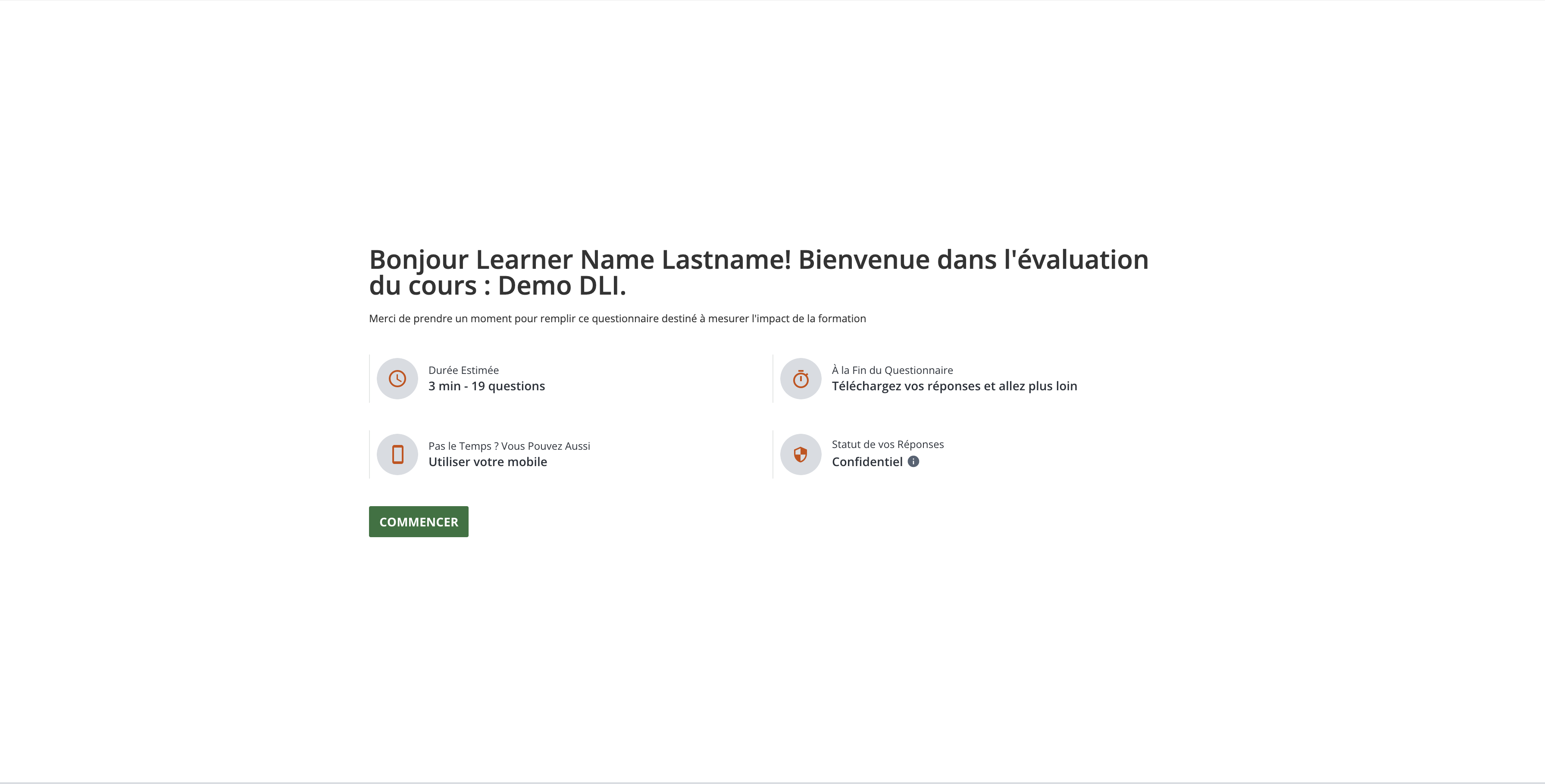 Questionnaire Apprenant Commencer