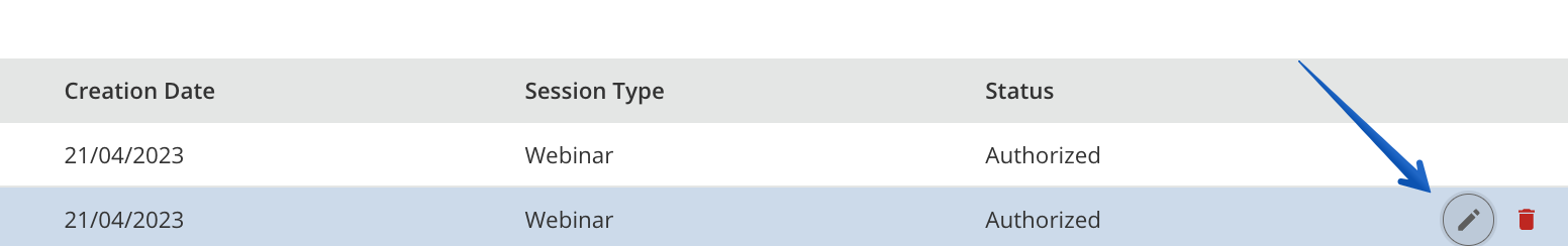 Pressing the pencil icon to edit an account