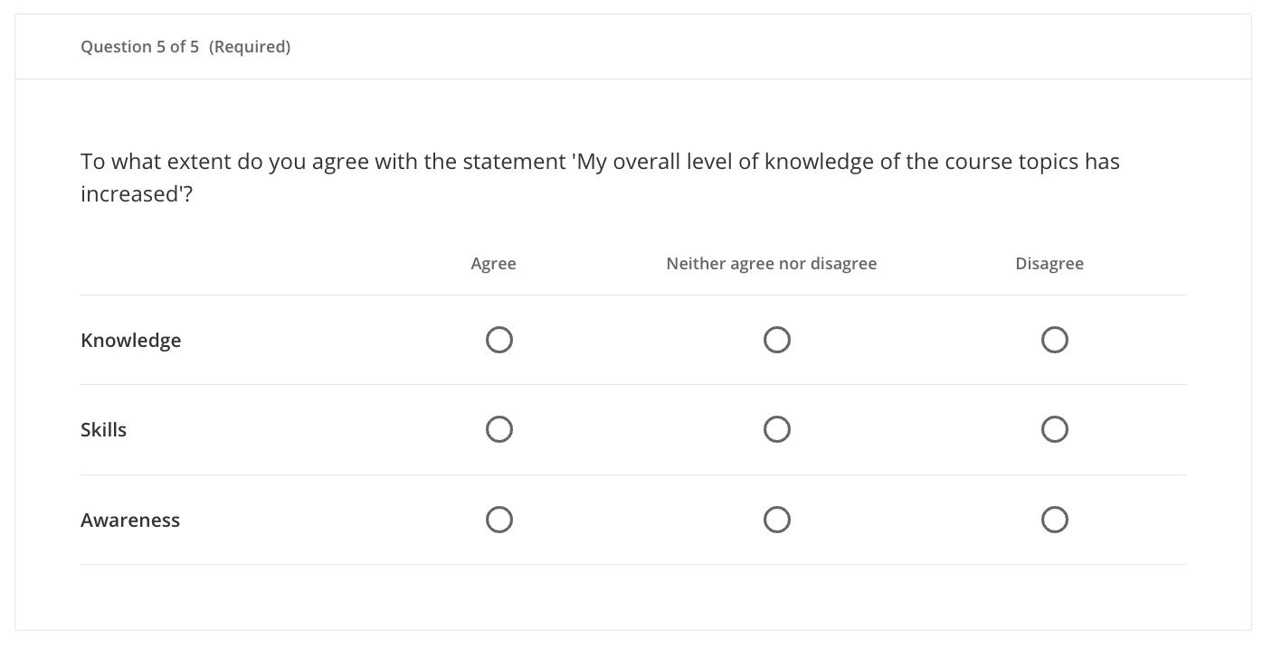 Likert Scale learner view
