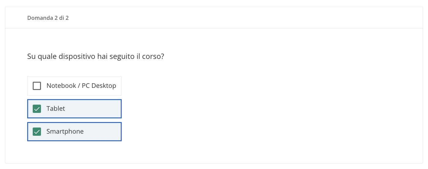 Domanda a risposta multipla vista studente