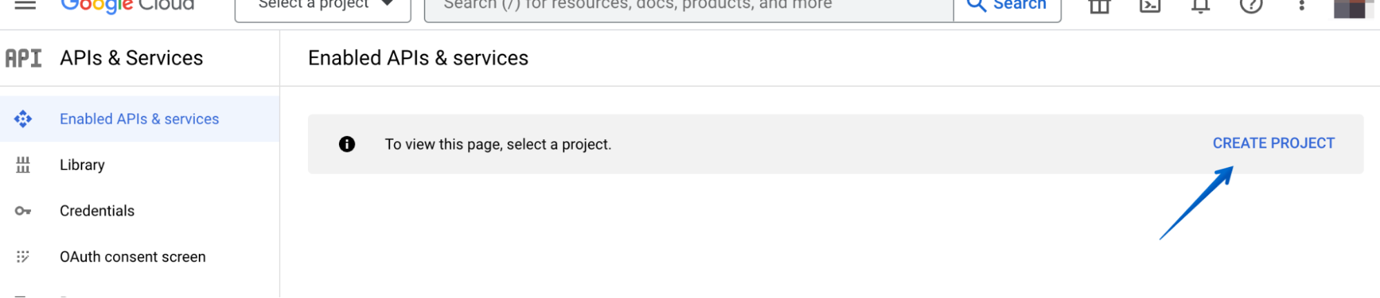 Pressing Create Project