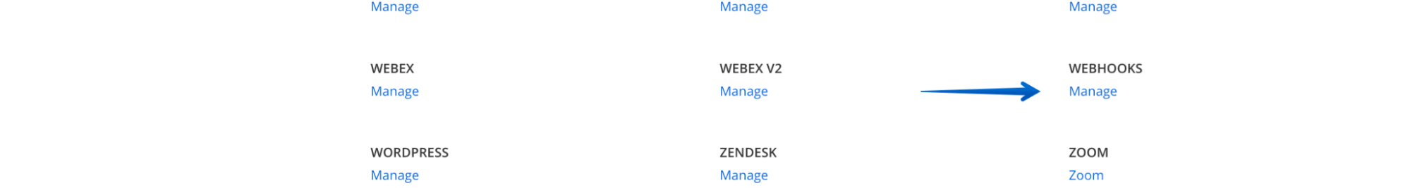 Accessing the Webhooks Admin page