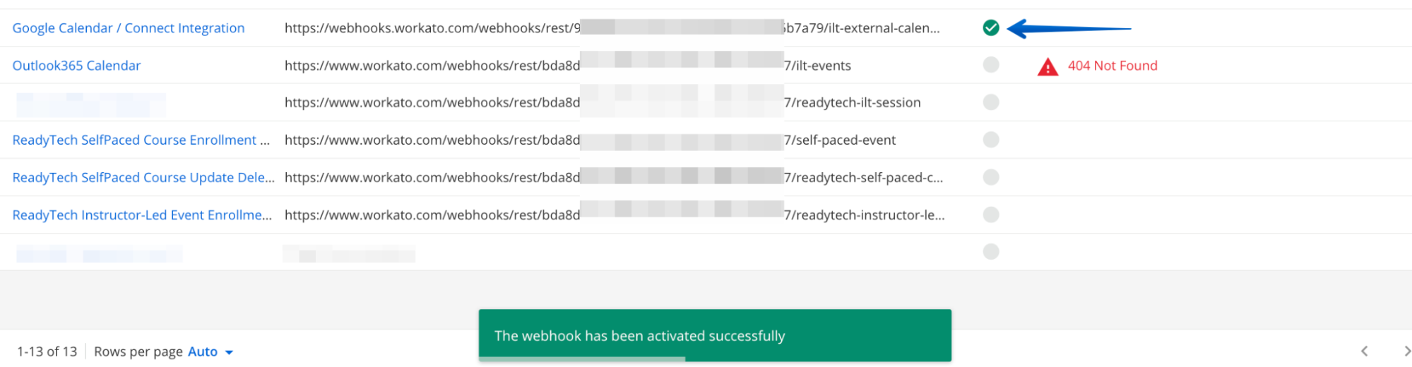 Activating the updated Webhook