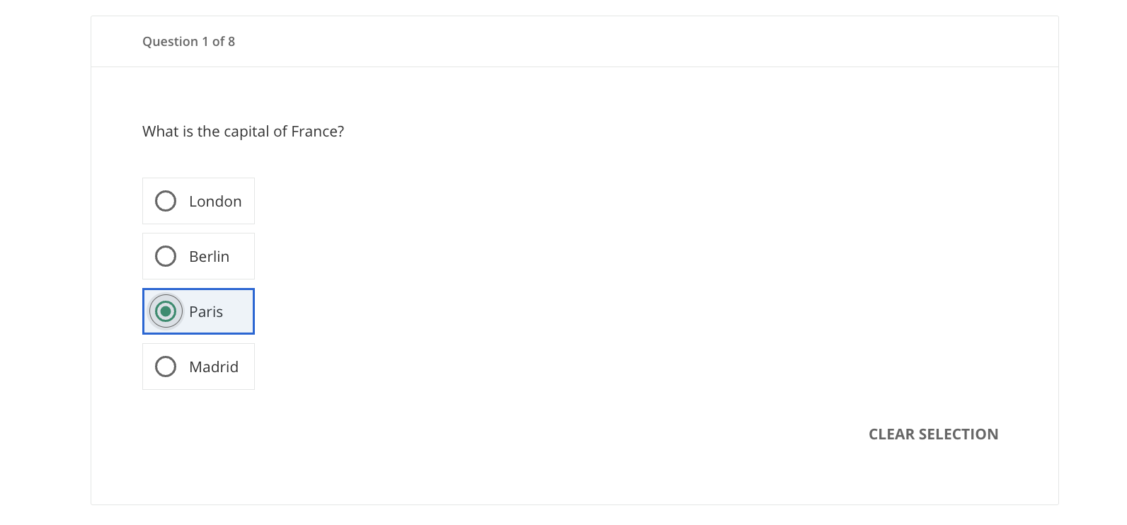 Single choice question