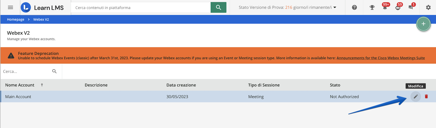 Modificare un account