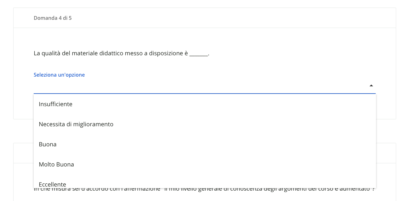 Domanda Scegli il termine esatto