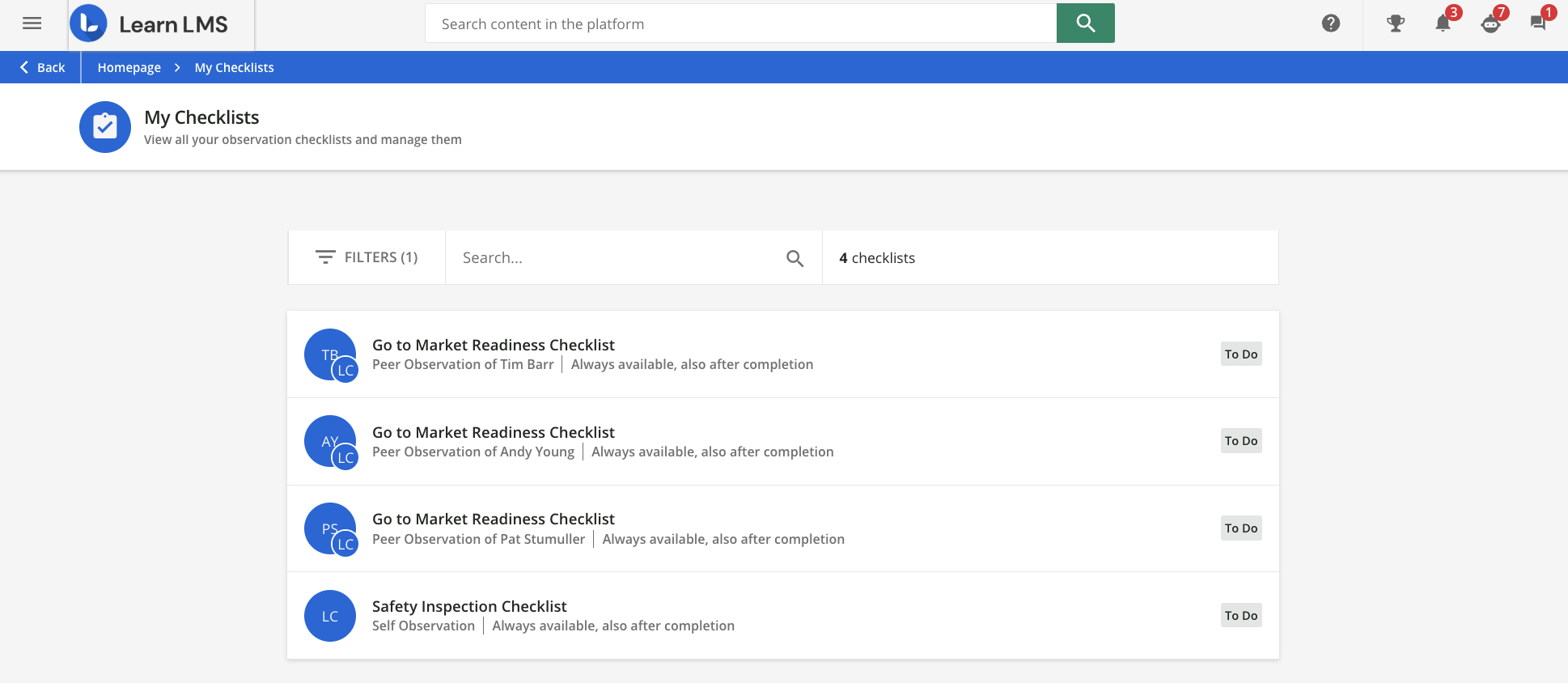 List of checklists
