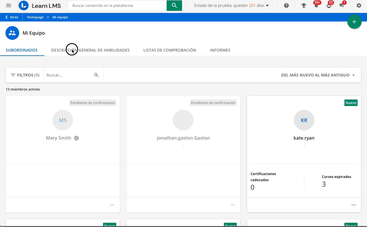 pagina habilidades en mi equipo