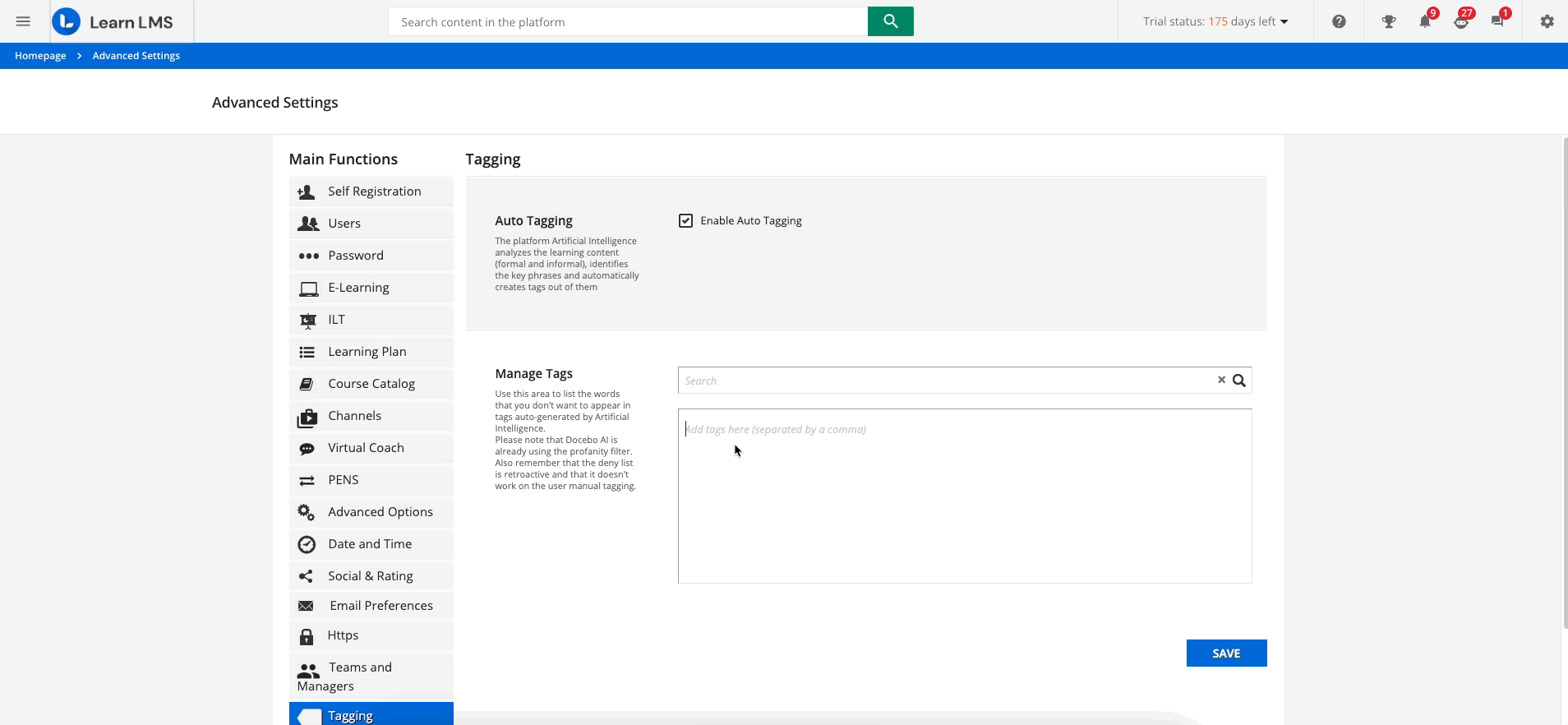 Managing the Deny List of Tags in Auto-Tagging