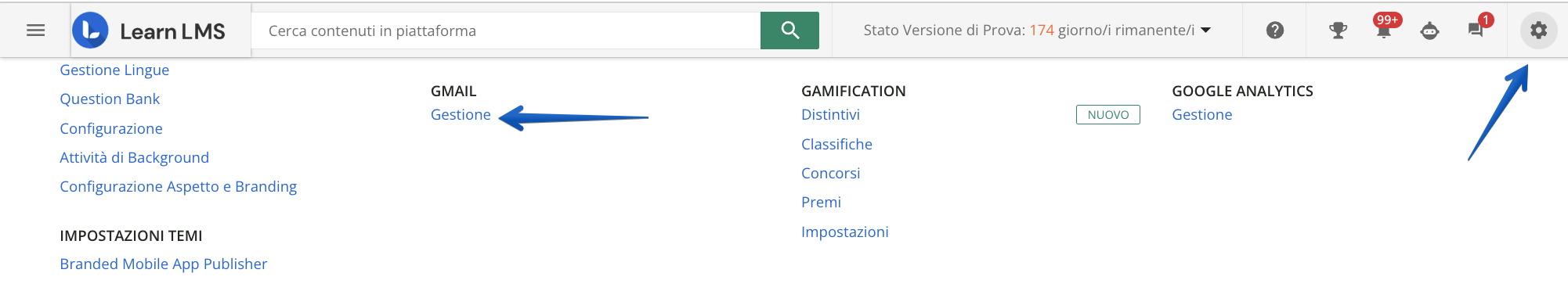 Accedere alla pagina di configurazione di Gmail per Docebo
