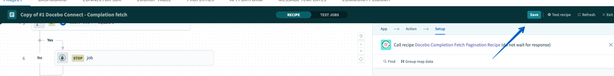 Saving the edited recipe