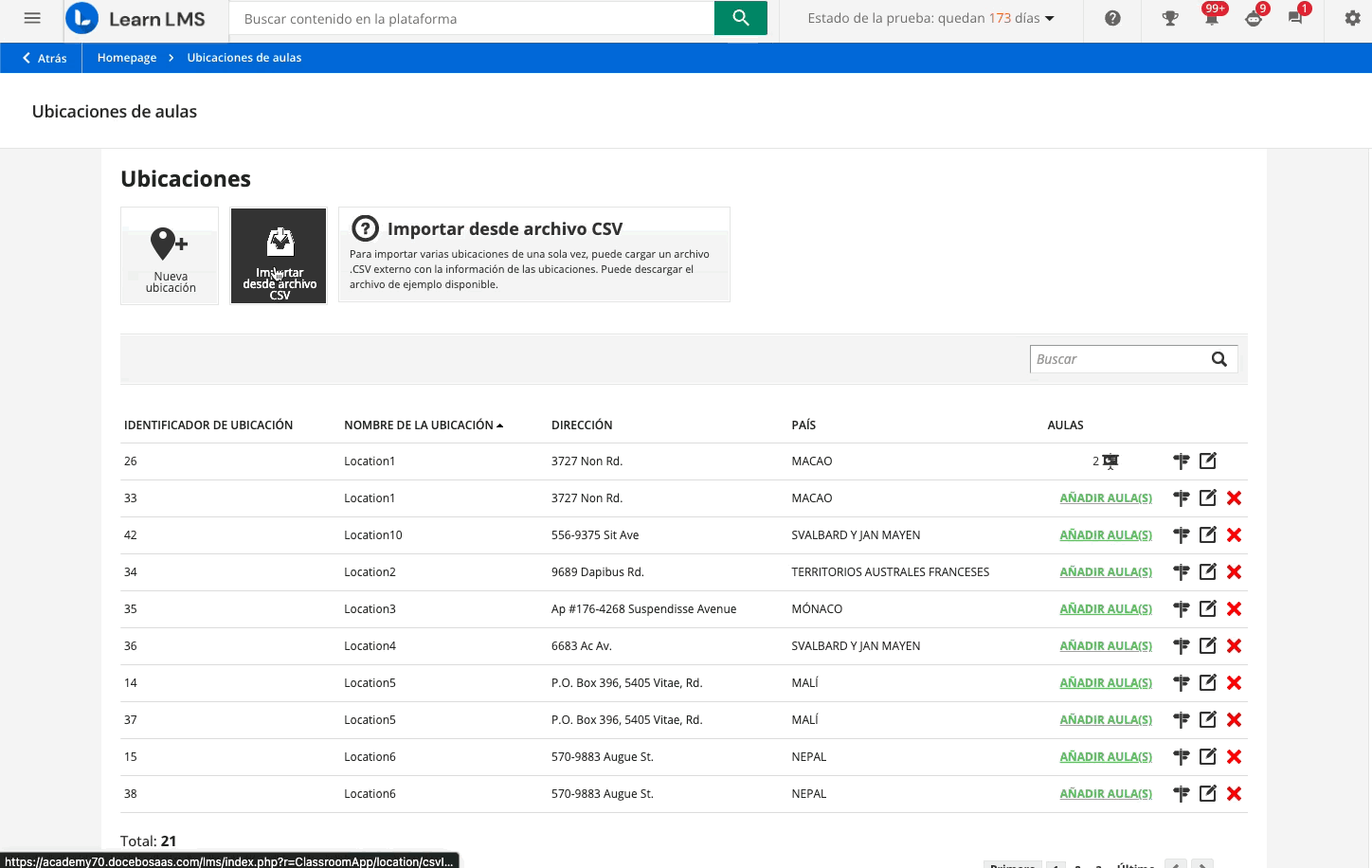 importar ubicaciones desde archivo csv