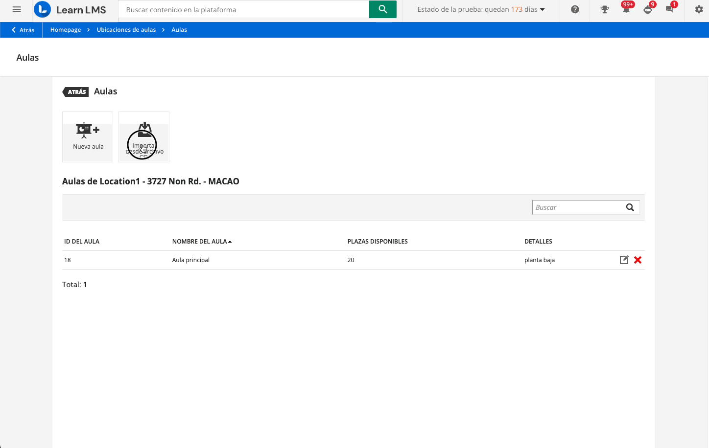 importar aulas desde archivo csv