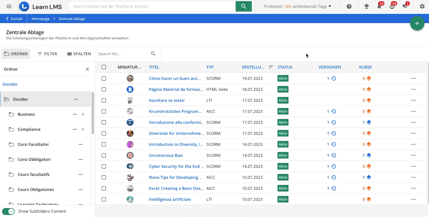 Erstellen und Verwalten von Ordnern