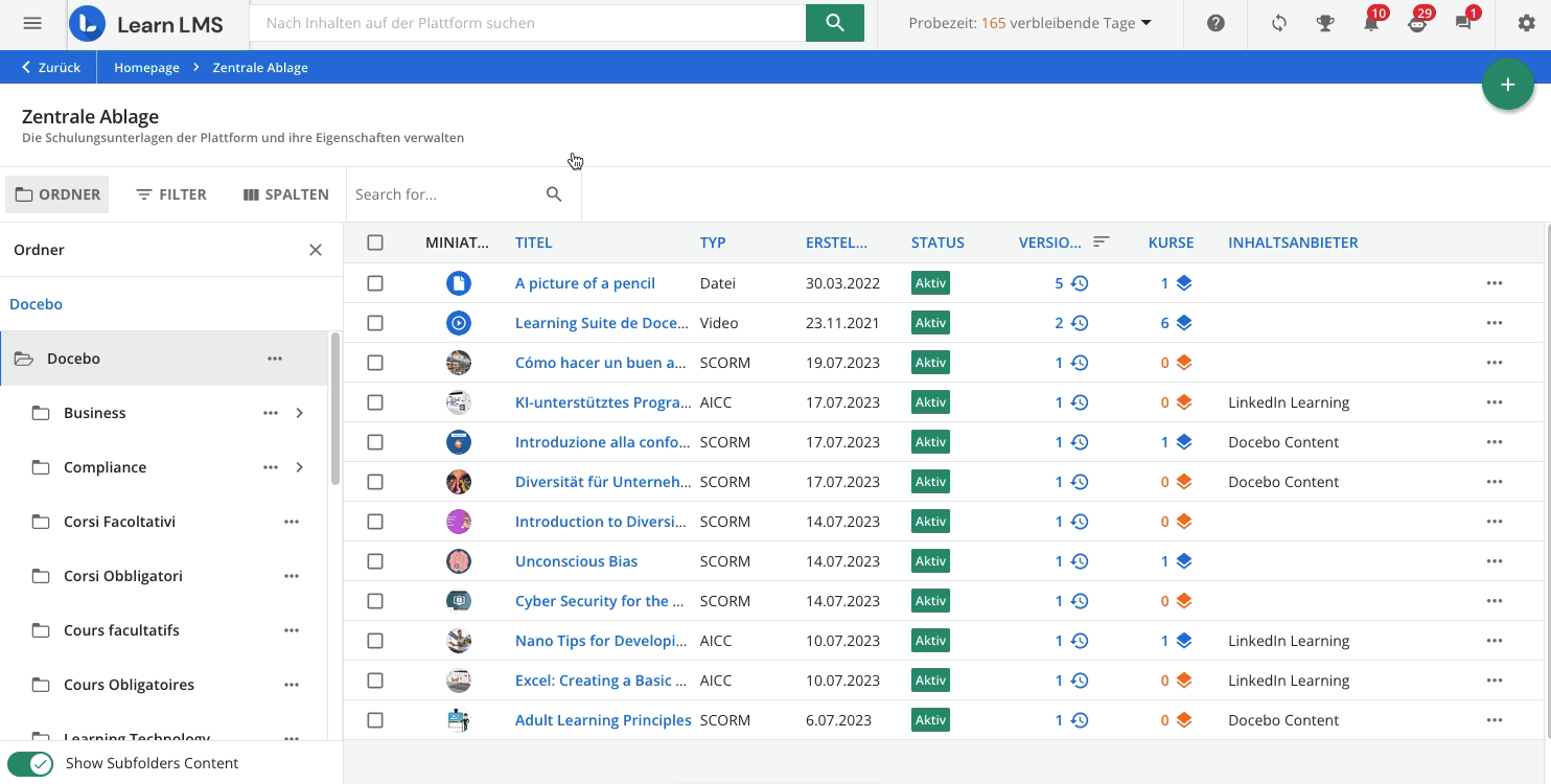 Erstellen mehrerer Versionen derselben Schulungsunterlage