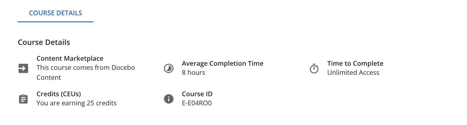 Course Details Widget