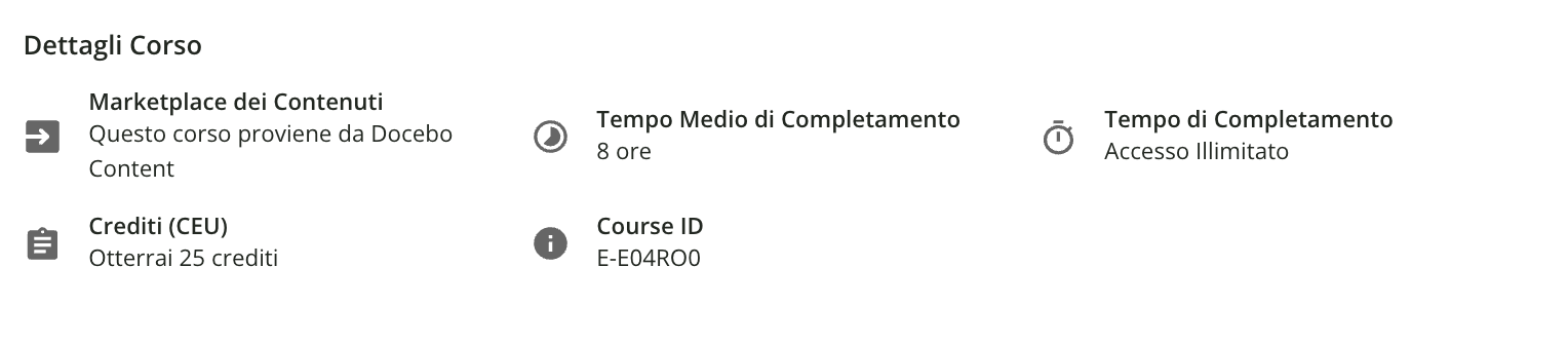 Widget dettagli corso