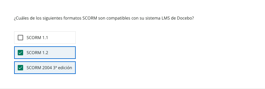 pregunta de múltiples opciones vista de alumno