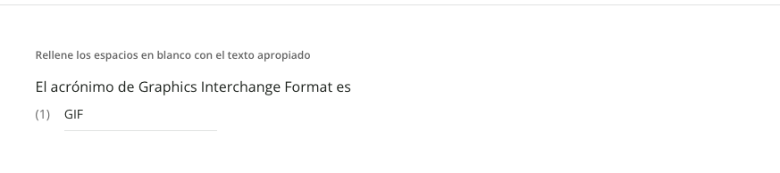 tipo de pregunta de rellene los huecos vista de alumno