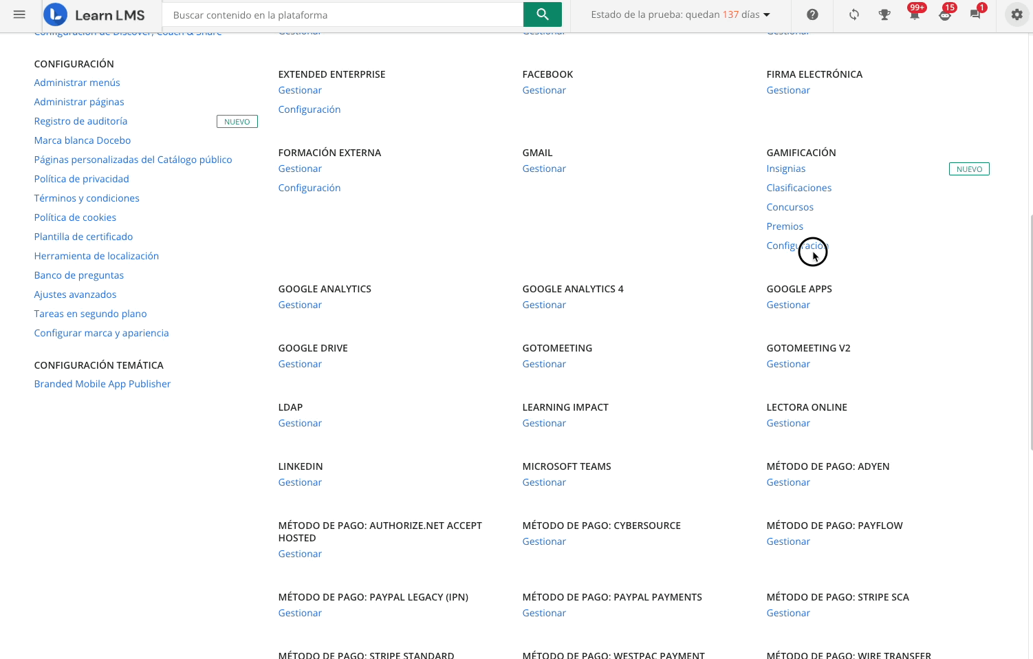 configurar los ajustes de gamificación