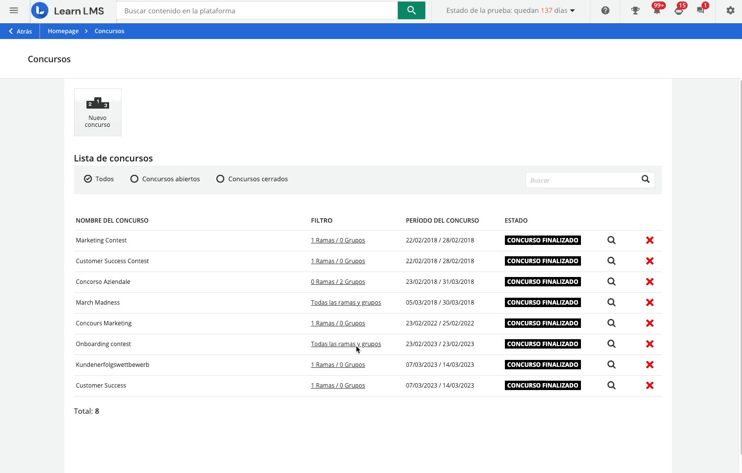 edición de concursos