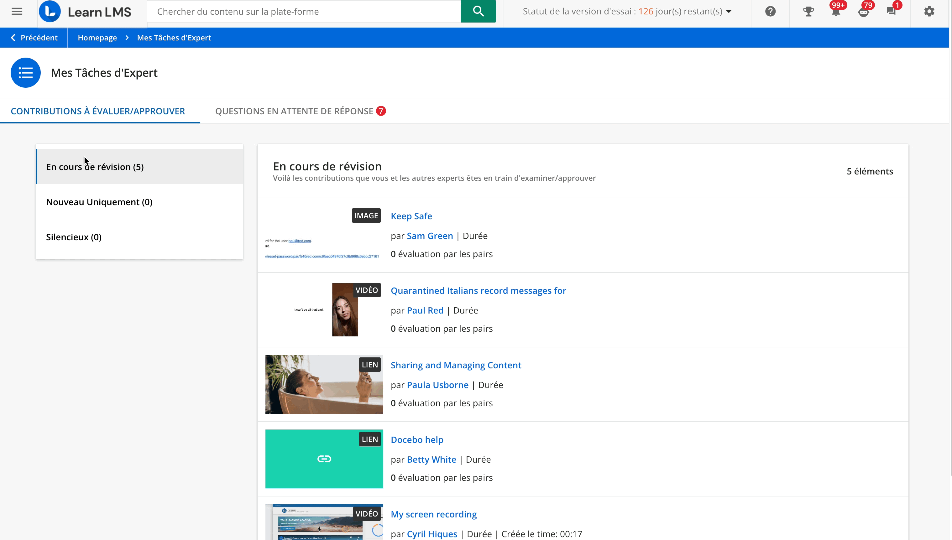 Evaluer et approuver la contribution