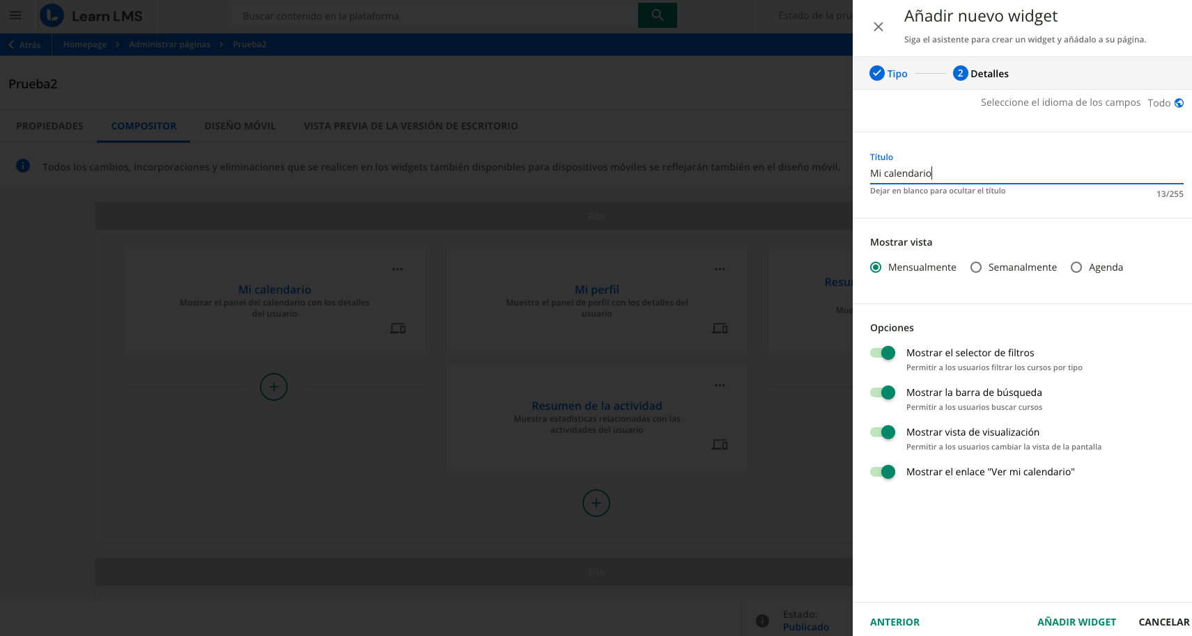 Widget Mi calendario