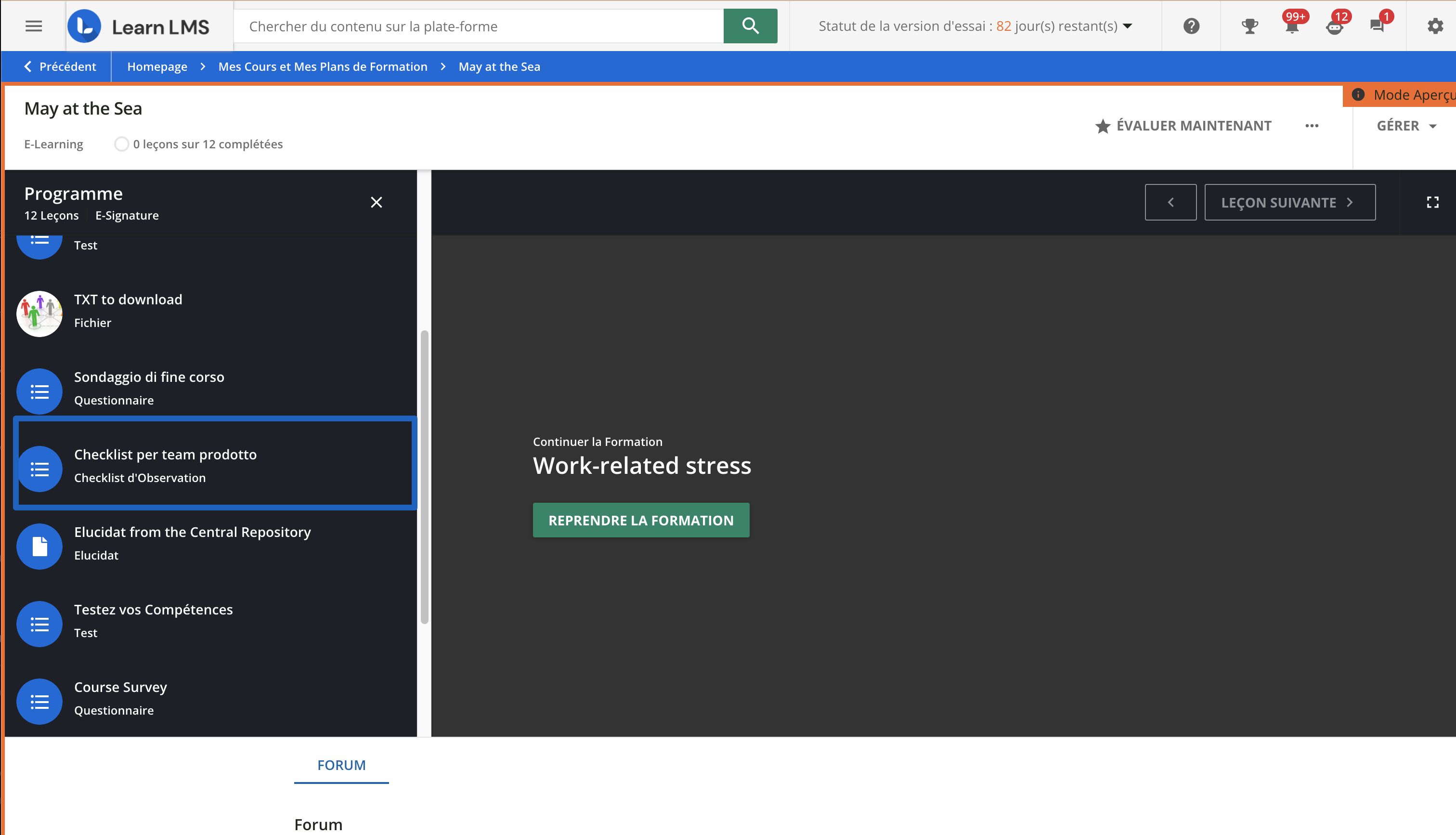Checklist dans un cours