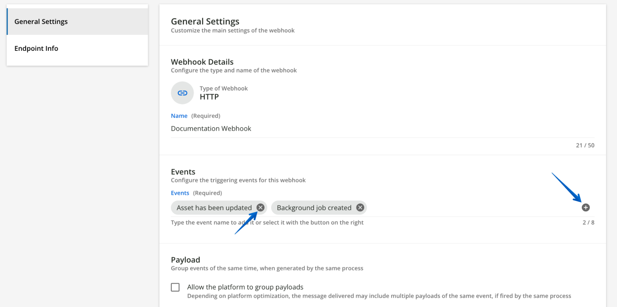 Adjusting the events in the payload