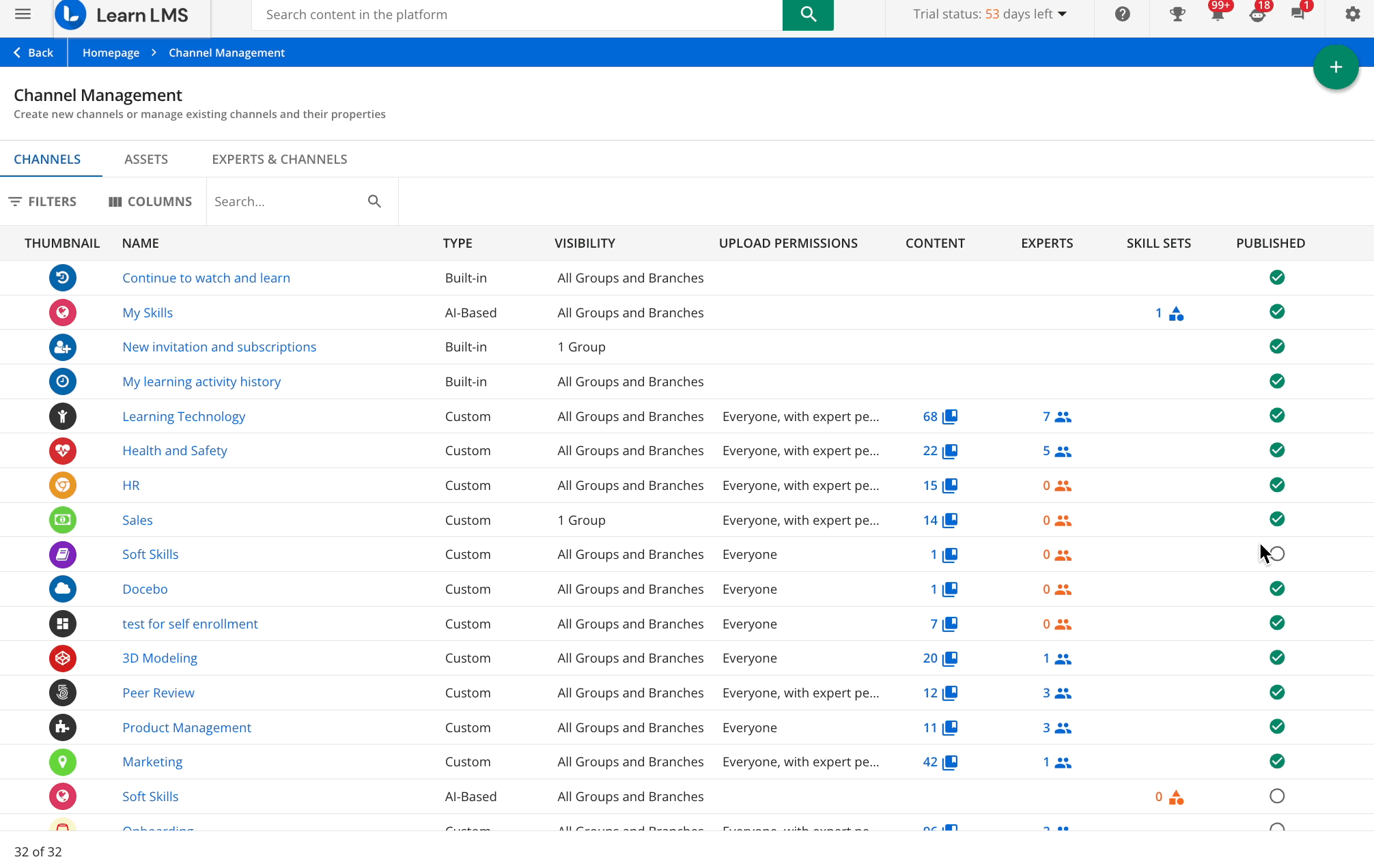 Managing channels
