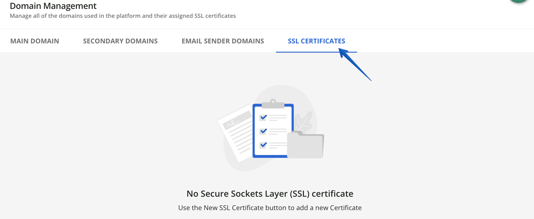 SSL Certificates Tab