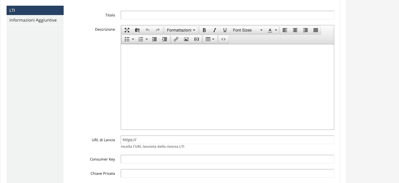Configurare contenuti LTI