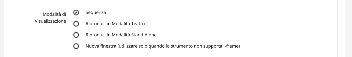 Modalità di visualizzazione del contenuto LTI