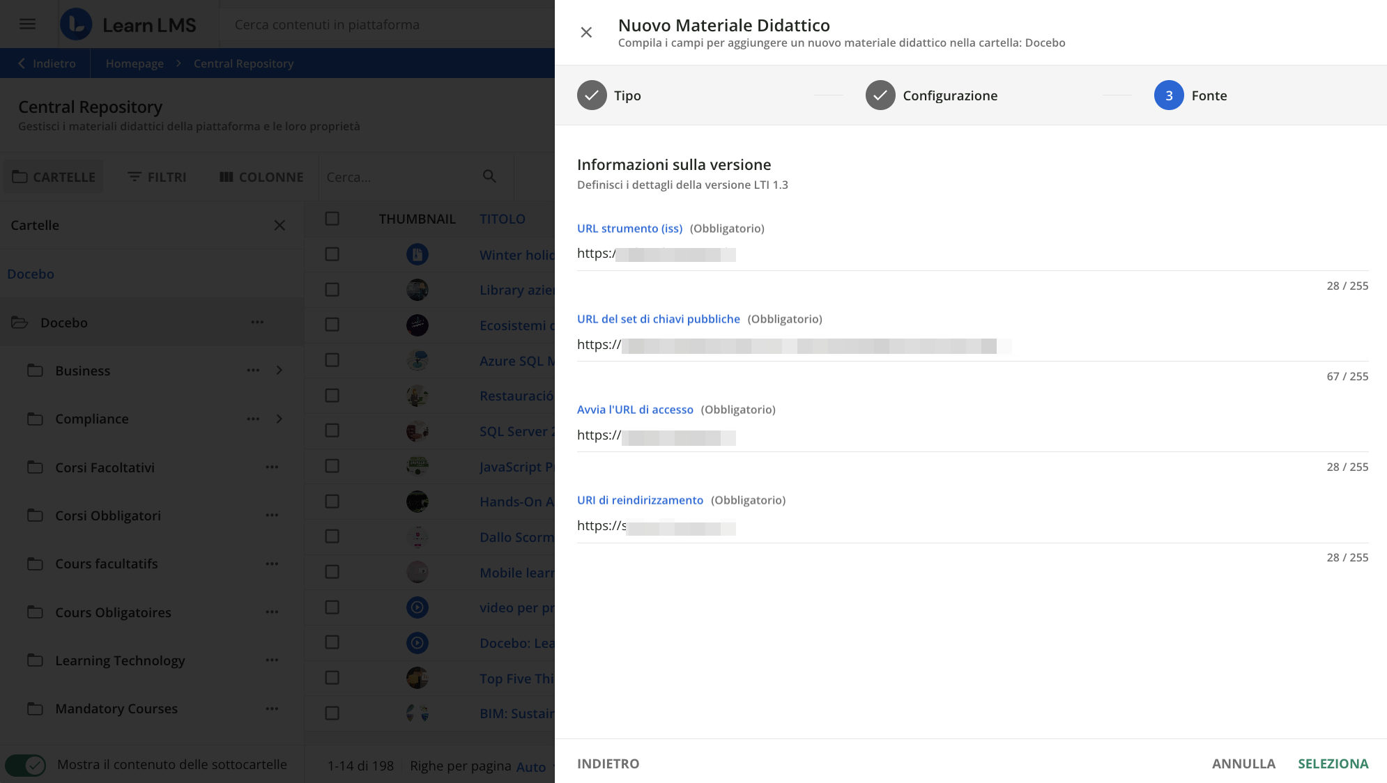 Configurazione delle informazioni sulla versione