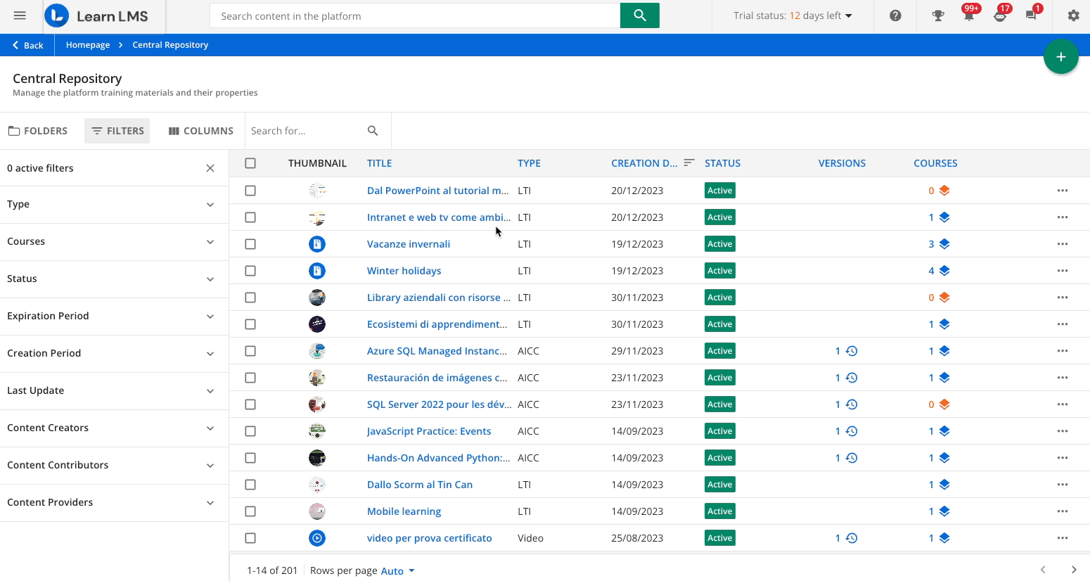 Managing Skilla content in the Central repository