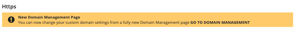 View of HTTPS app with a link to Domain Management