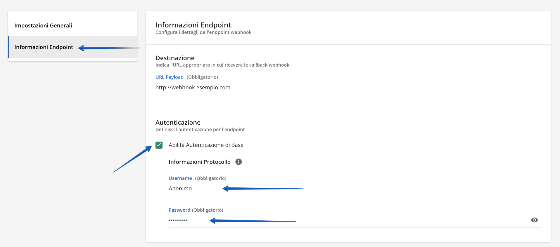 Informazioni endpoint