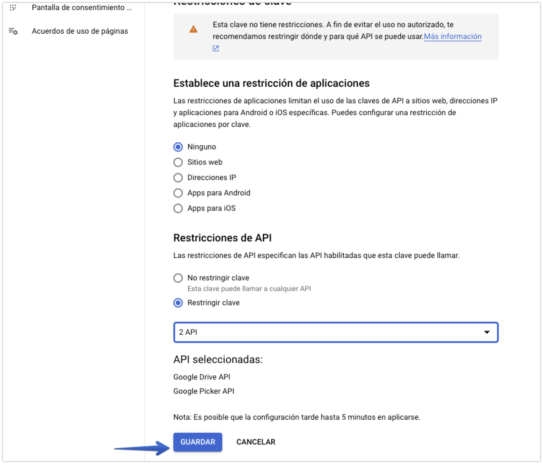 Botón Guardar