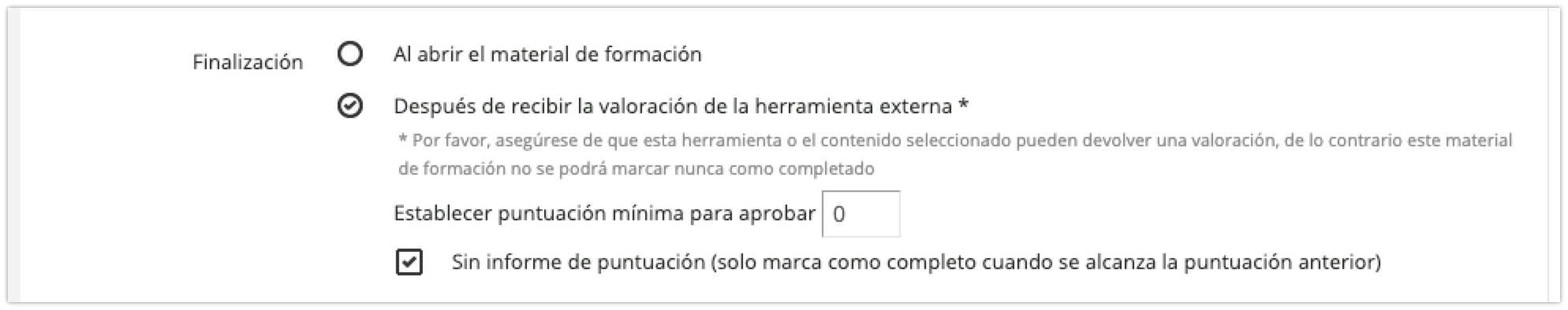 Subsección Finalización