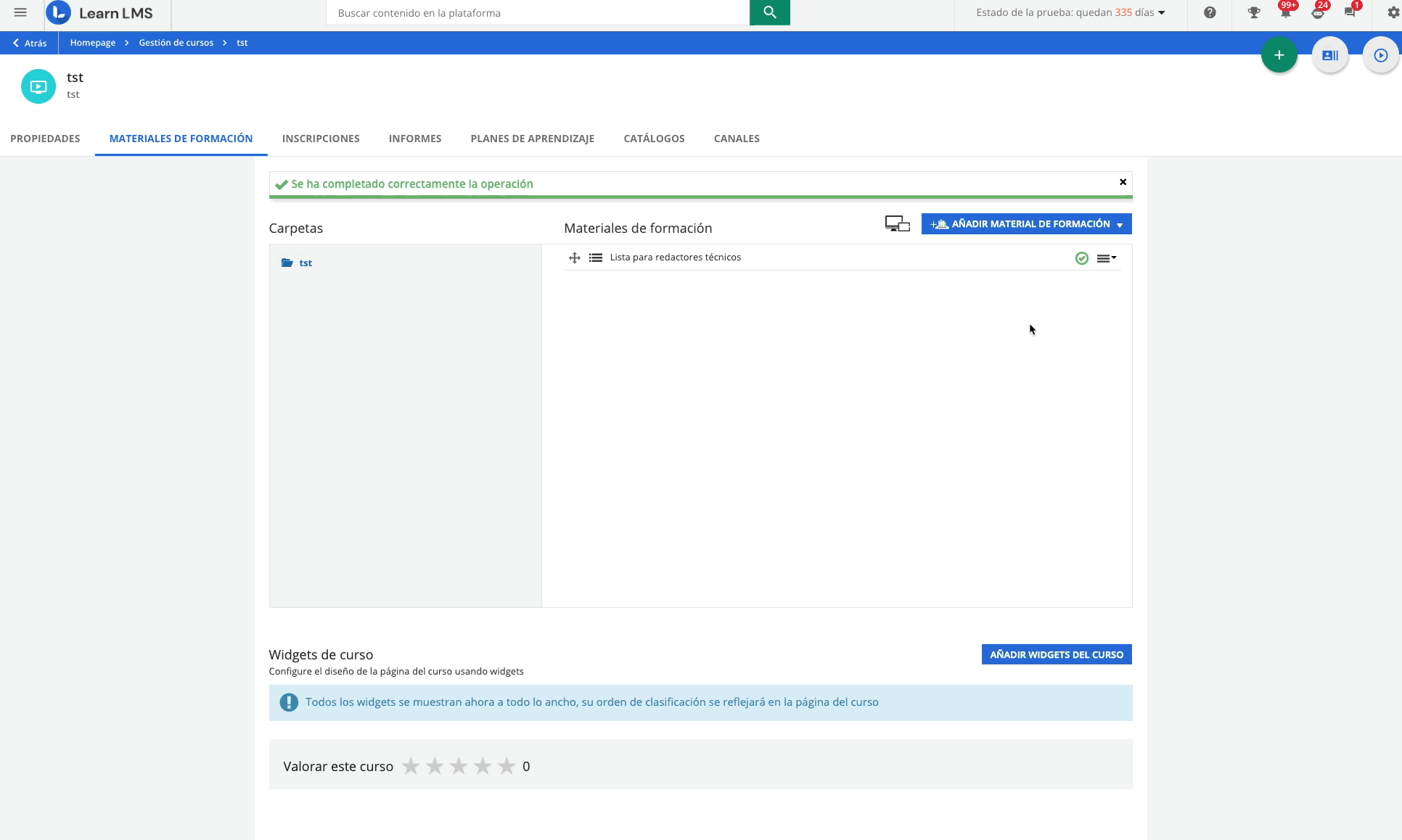 Vista de la lista de comprobación de observación como alumno