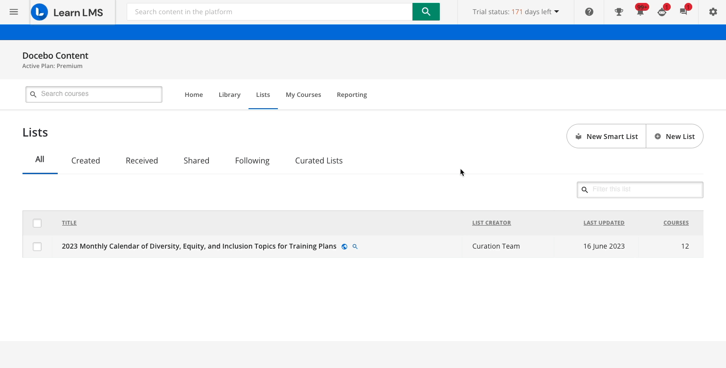 Creating Lists and Adding Courses