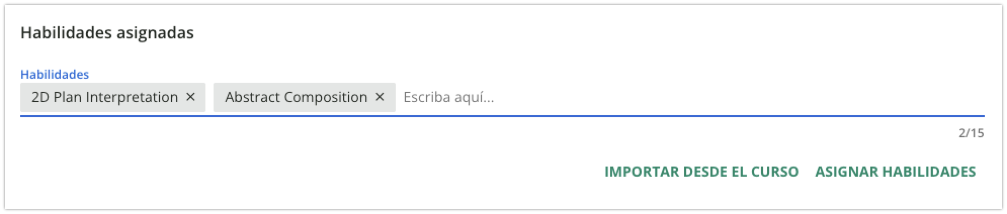 Área Habilidades asignadas