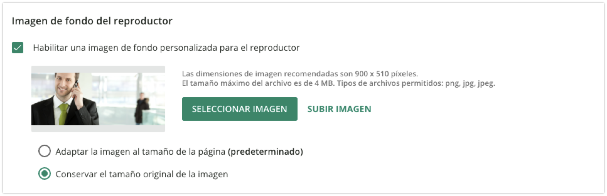 Imagen de fondo del reproductor