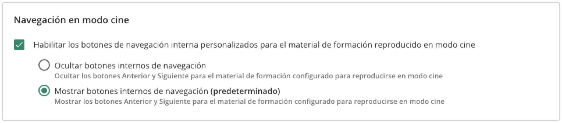 Navegación en modo cine