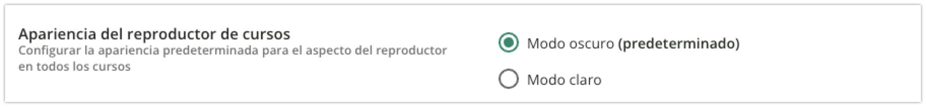 Apariencia del reproductor de cursos