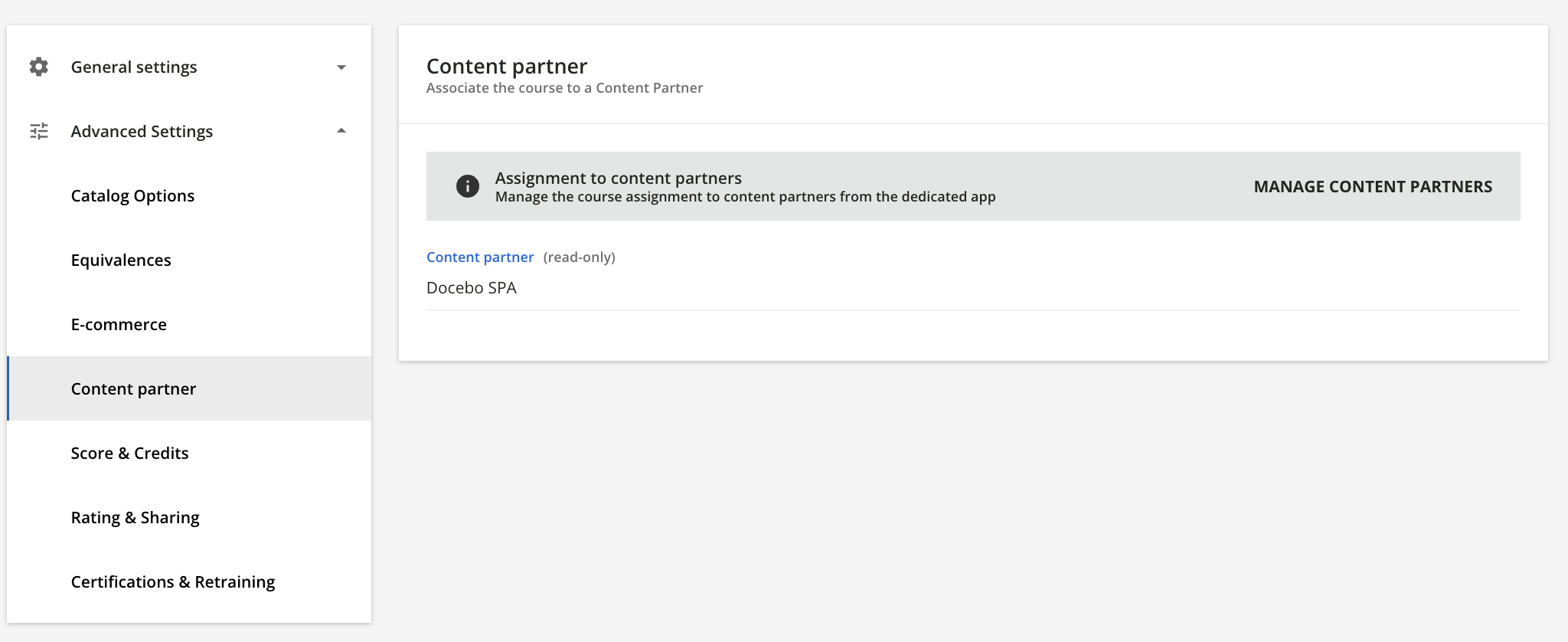 Content partners tab