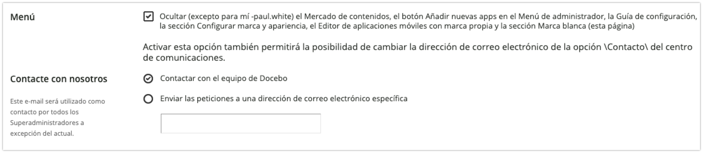 Área Menú