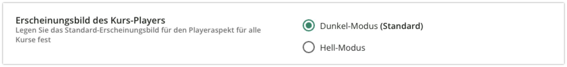 Erscheinungsbild des Kursplayers