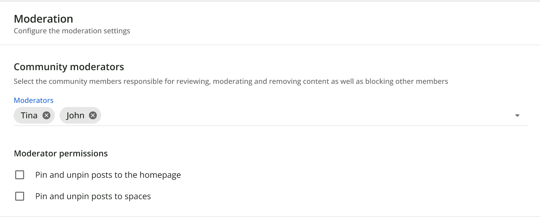 Assigning moderators